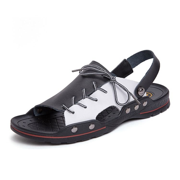 Pu Slip-On Enkla Herrsandaler