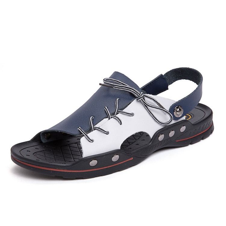Pu Slip-On Enkla Herrsandaler
