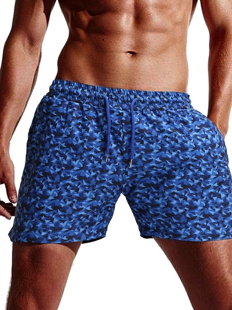 Straight Camouflage Strandshorts För Män Med Snörning