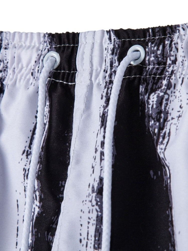 Straight European Print Mid Waist Beach Shorts För Män
