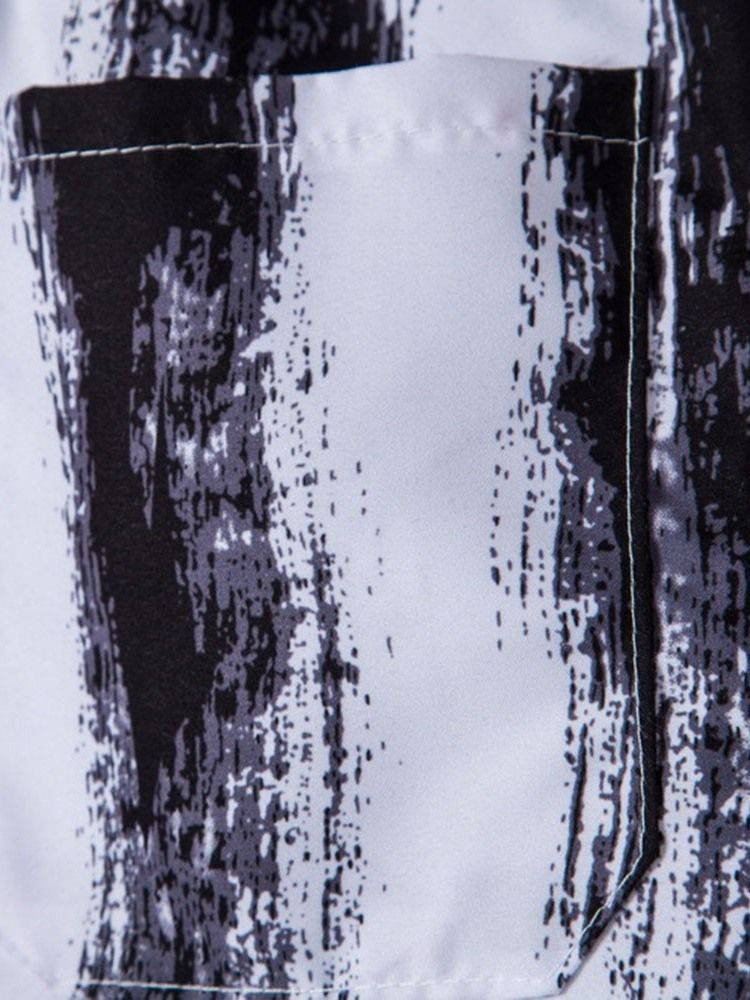 Straight European Print Mid Waist Beach Shorts För Män