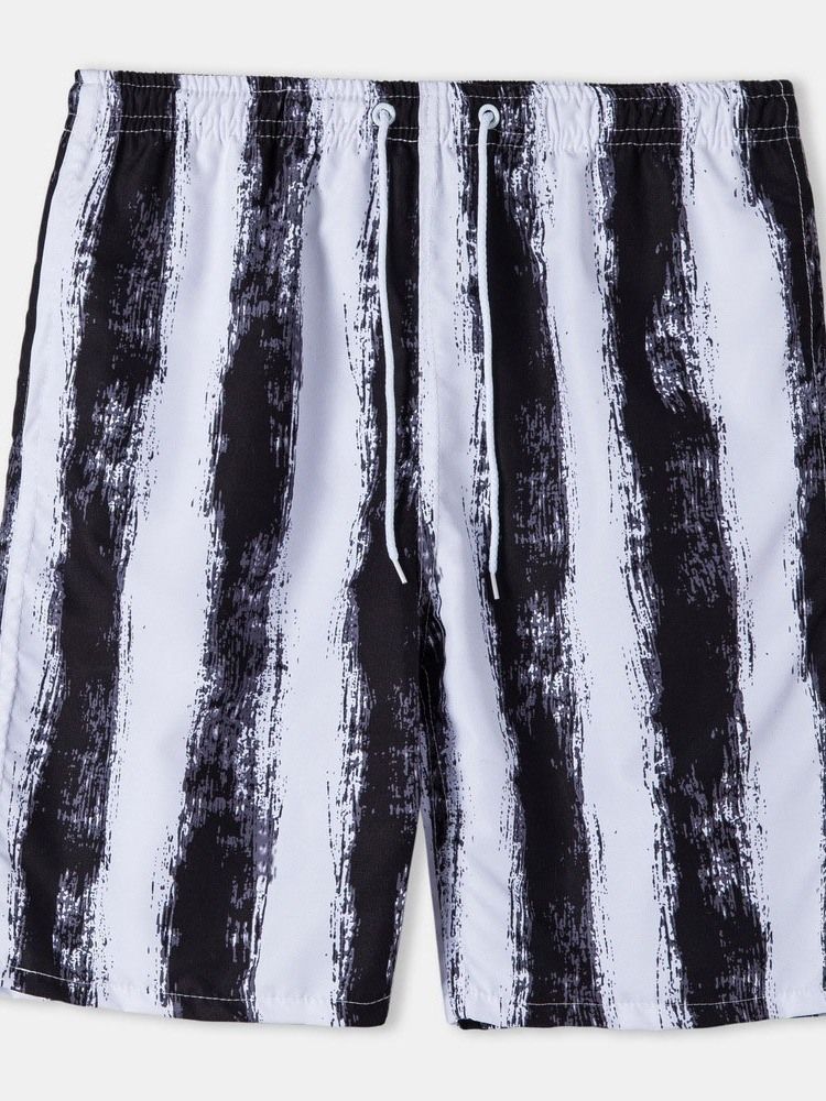 Straight European Print Mid Waist Beach Shorts För Män