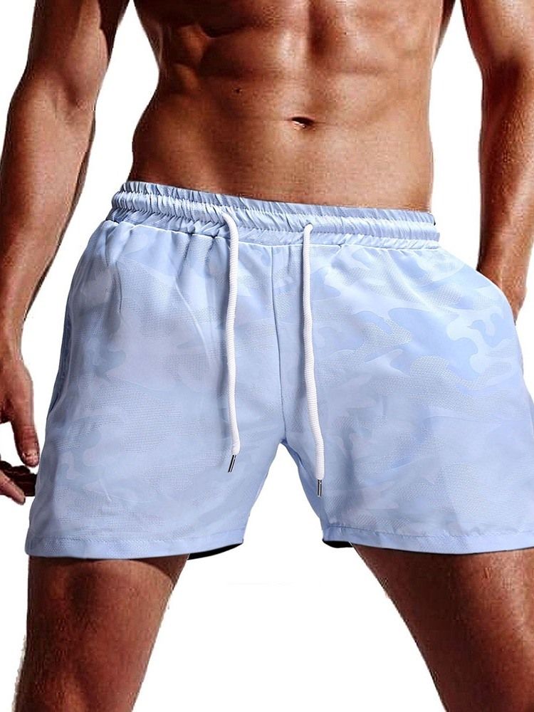 Vita Strandshorts För Män Med Rak Snörning