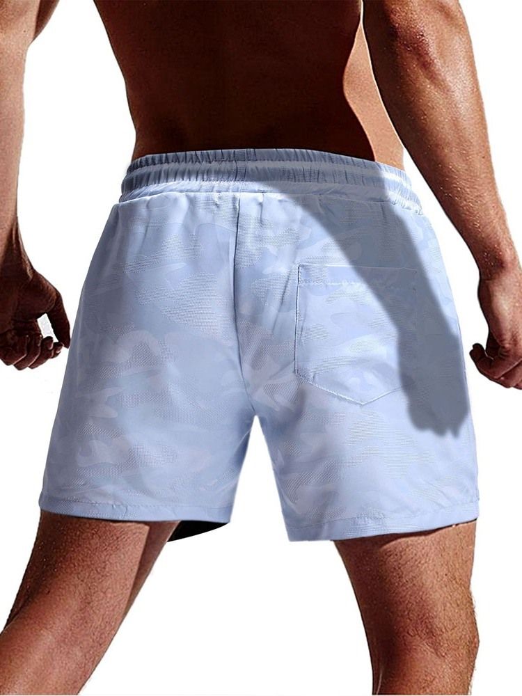 Vita Strandshorts För Män Med Rak Snörning