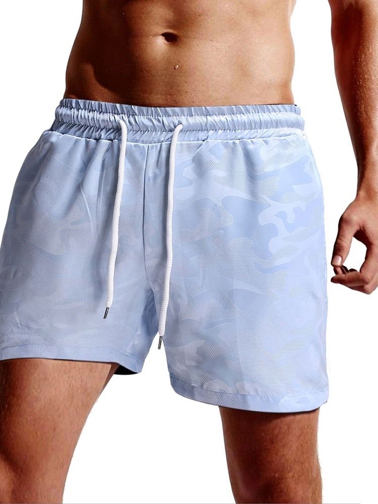 Vita Strandshorts För Män Med Rak Snörning